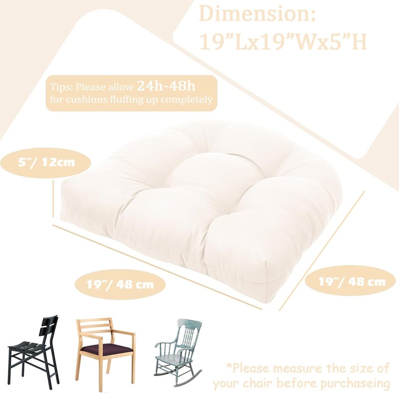 MTMR Water-Repellent Outdoor Chair Cushions Set of 2, 19”X19” Patio Chair Cushions with High Elasticity PP Cotton, Thick Tufted Outdoor Patio Furniture Cushions, Seat Cushions for Outdoor Furniture - Image 5